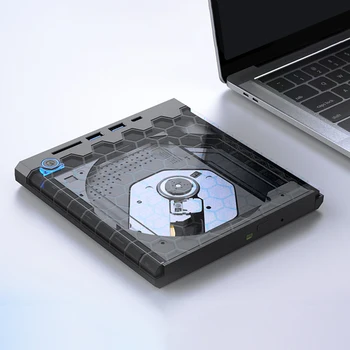 Външно CD/DVD устройство USB3.0 HUB TF четец DVD устройство плейър USB 3.0 тип-C външно DVD записващо устройство със SD/TF слотове за PC лаптоп