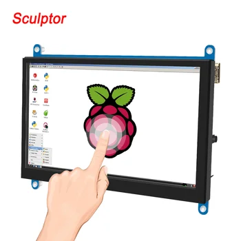 SCULPTOR 7 инчов 1080P преносим монитор 500Cd / m² IPS A + сензорен екран монитор, съвместим с Raspberry Pi, Android, Windows, Linux