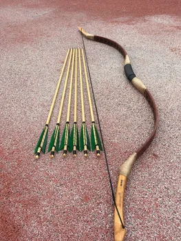 25-60Ibw дълъг лък Традиционен китайски дълъг лък наистина ръчно изработен Achery дълъг лък за спортен лов +6 стрели