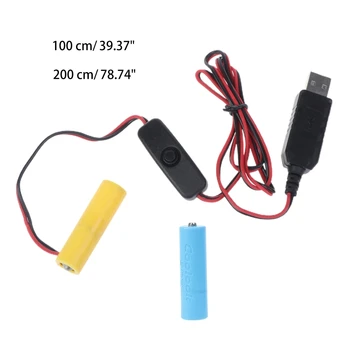 USB към 3V AA елиминатор на батерии Замяна на 2бр AA батерии за четка за зъби Лампа играчка AA манекен адаптер за батерия с превключвател
