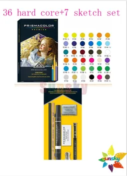 1 кутия OEM Sanford Prismacolor Premier Soft Core 36 твърдо ядро Цветен молив + 1 комплект (7pc / Set) Скица Цветен комплект аксесоари за молив