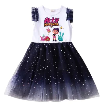 Нова рокля за момичета карикатура 2023 лято Аби Хатчър Детска принцеса Бебе Момиче Малко дете Къс ръкав Сладки парти рокли 3-12Y