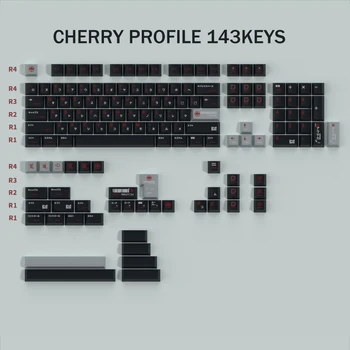 PBT Cherry Profile Keycap 143keys 5-странна сублимационна капачка за боядисване ISO Enter за MX превключвател механична клавиатура GK61 67 68 75 84 66