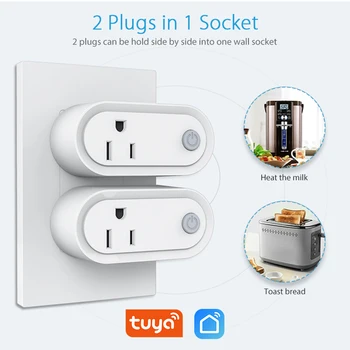 WiFi US Smart Plug Outlet работи с Alexa Google Home 15A стена Smart Socket Tuya Smart или Smart Life APP Smart Home Kit