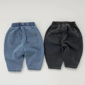 Ежедневни бебешки момчета дънкови панталони за деца дънки памук дишащи деца каубойски панталони бебешки неща Коледа
