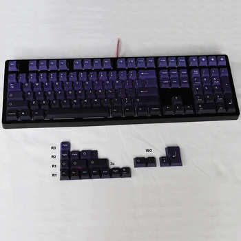 Purple Keycaps Цветен градиент PBT Dye-sub за Cherry MX превключватели Fit 61 63 64 67 68 84 87 96 108 и т.н. Механични клавиатури