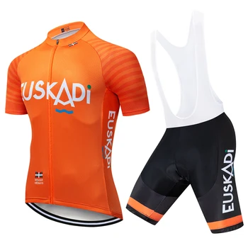 2023 Екип EUSKADI Колоездачно джърси Комплект Мъже Лятно късо облекло Оранжеви пътни ризи за велосипеди Костюм Шорти за велосипеди Ropa ciclismo MTB