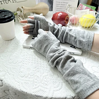 Жени плетени ръка топло дълги ръкавици без пръсти ръкавица езда писане мека женска есен зима Y2k твърди момичета пънк ръкавици