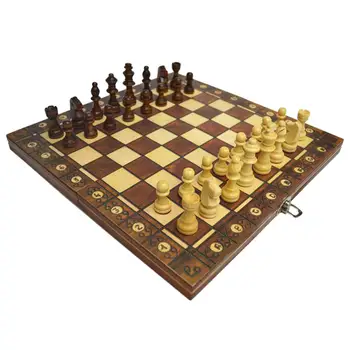 Сгъваем дървен шахматен комплект игра на открито Шах табла пулове за