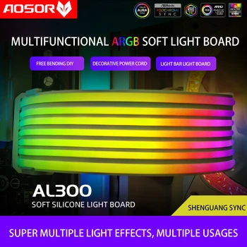COOLMOON AOSOR LED светлинна лента 5V ARGB Aura Sync гъвкава монтажна светлина Огъваща се гъвкава LED лента светлина за дънна платка 24PIN