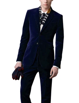 Мъжки костюм кадифе две части комплект яке и панталони парти