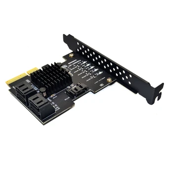 JMS585 чип 5 порта SATA 3.0 към PCIe разширителна карта 4X Gen 3 PCI експресен SATA адаптер SATA 3 конвертор с радиатор за HDD NEW