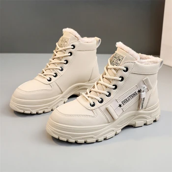 размер 35-45 Зимни жени памучни обувки на открито против хлъзгане плюшена подплата глезена сняг ботуши Мартин ботуши