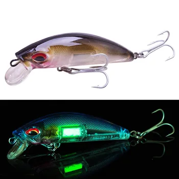1Pcs 3D Eyes Luminous Minnow Риболовни примамки 7cm 11.5g Jig потъващи воблери Твърда стръв Изкуствена примамка Нощен риболов Pesca