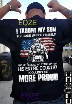 Научих сина си да се изправи за себе си Мъжка тениска ветеран памук S-5XL черна