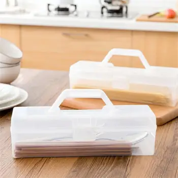 Преносима кутия за съхранение на прибори за хранене Прозрачна кутия за съхранение на домакински стоки Юфка и фиде кутия за съхранение Кухненска организация
