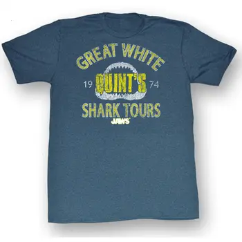 Челюсти Мъжка тениска Shark Tour Slim Fit Large Pacific Blue Triblen