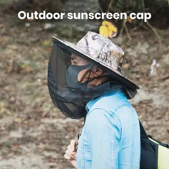 Шапка за глава против комари Пълна защита Външна сгъваема мрежеста шапка за риболов Градинарство Къмпинг Туризъм