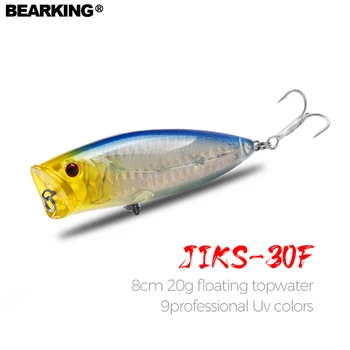 Bearking-Popper Hard Fishing Lures, асортимент, 80cm, 20g, Topwater 3D очи с 2 куки, аксесоари за риболов на щука и бас