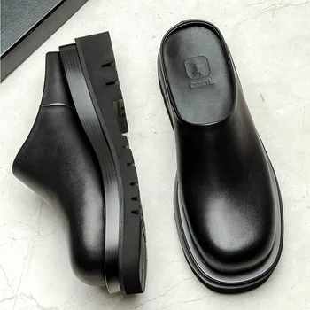 Platform Mule Shoes Мъжки чехли от естествена кожа за лятото P30D50