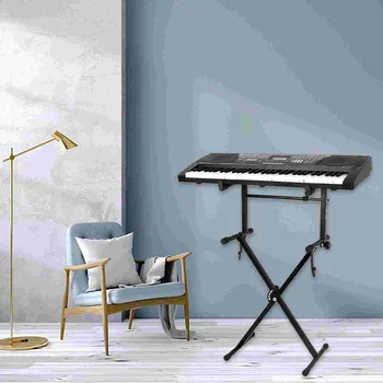 Универсална стойка за клавиатура Електрическа стойка за органи Стойка за пиано (черна)