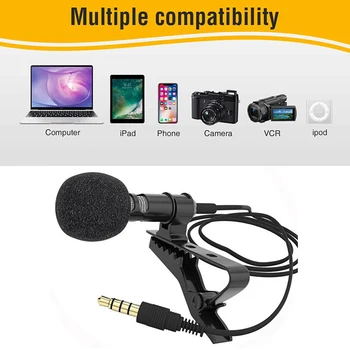 3.5mm Джак Lavalier вратовръзка клип лекция микрофони мини аудио микрофон за камера компютър телефон