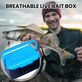 Кутия за примамка за риболов на живо с дръжка Двуслойна примамка за риболов Преносим контейнер за риболовни принадлежности за риболов