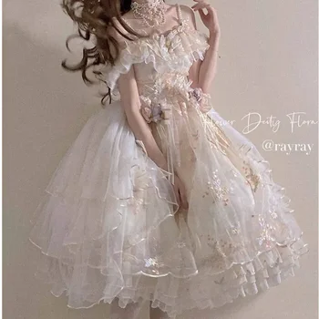 Бог на цветята Флора Лолита JSK рокля японски фентъзи косплей бродерия елегантен парти жартиермомиче ретро Виктория сладка рокля