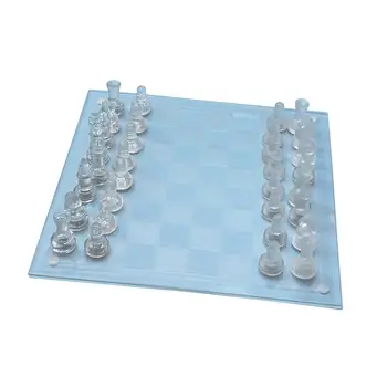 Кристална шахматна дъска Възрастни Комплект за игра с шахматна дъска Стъкло за маса Шахматна игра за взаимодействие с играта Подарък Дейност Кефалония