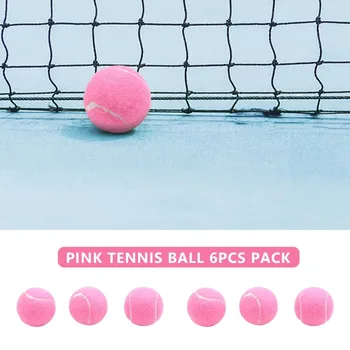 6Pcs пакет розови тенис топки износоустойчиви еластични тренировъчни топки 66mm дами начинаещи практика тенис топка за клуб