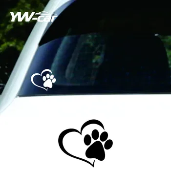 Сладко куче лапа с праскова сърце кола стикер карикатура животно вземе куче котка любов домашен любимец кола стикер