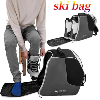Преносима ски чанта Ски обувки чанта Регулируема професионална ски водоустойчива чанта за съхранение на ски каска Ръкавици Аксесоари за облекло