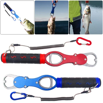 Fish Lip Gripper Split Ring Fishing Tool With Weight Scale Line Fish Lip Grip Tool Fish Scales Professional Fish Holder