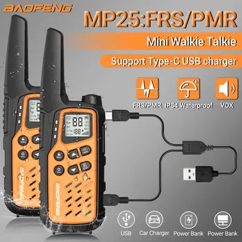 2Pack Baofeng MP25 Акумулаторна батерия PMR446 / FRS Walkie Talkie с LCD дисплей фенерче тип-C зареждане двупосочно радио