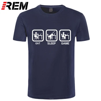 REM Fashion Eat Sleep Game XBOX Gamer Funny T-shirt Men Humor Casual Printed College Mens Short Sleeve T Shirt Brand Clothing