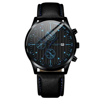 Луксозен мъжки часовник мода прости диаманти кръг часовник кожена каишка темперамент набиране часовник водоустойчив ръчни часовници 기계식 시계