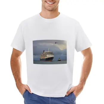 Круизен кораб, влекач и хеликоптер тениска момчета животински печат kawaii дрехи тежка категория мъжки големи и високи тениски