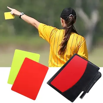 Червени жълти картони Футбол Червени и жълти картони Молив с кожен портфейл Футболно оборудване Флуоресцентно