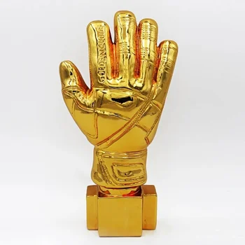 Златен футболен вратар ръкавици трофей смола занаяти Най-добър позлатени футбол награда Адаптивни подарък фенове лига сувенири