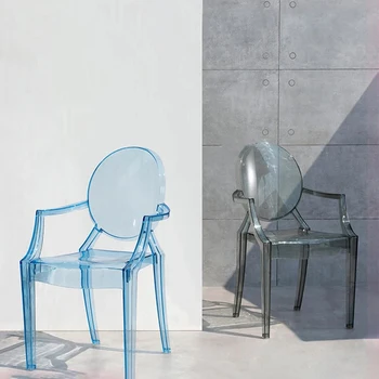 Акрилен стол за хранене за кухня Прозрачен стол Nordic Devil Ghost столове Домакински прост кристален грим дресинг фотьойл