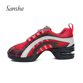 Sansha Dance Sneakers Red Mesh Soft Outsole Women Girls Men Salsa Hip-hop Dancing Sneakers Modern Dance Jazz Shoes H45M