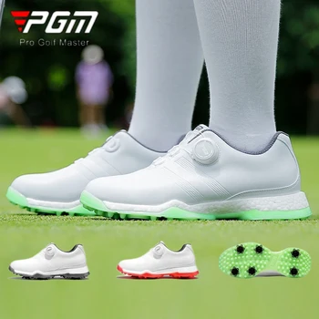 Pgm нови обувки за голф дамски водоустойчиви пуканки междинна голф обувка открит дами против хлъзгане обучение маратонки въртящи се обувки
