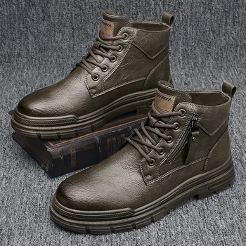 CYYTL Ботуши за мъже Ежедневни обувки Кожена платформа Cowboy Combat Tactical Chelsea Designer Luxury Work Safety Ankle Sneakers 2023