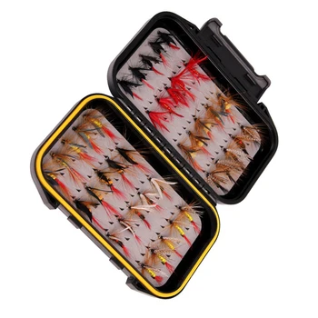 Мухарски риболовни мухи с кутия за съхранение Сухи изкуствени куки за стръв Професионалисти