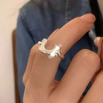 Foxanry 1 PC сребърен цвят маншет пръстен за жени двойки минималистичен модерен творчески U-образна геометрични бижута аксесоари подаръци