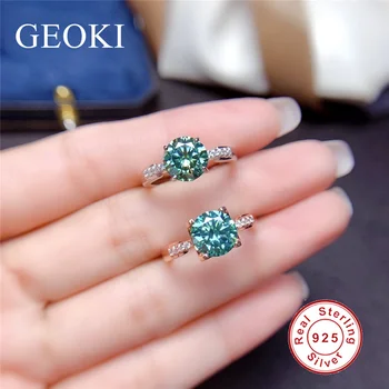 Geoki Trendy 925 стерлинги сребро розово злато 1 ct перфектно изрязани преминали диамантен тест D цвят VVS1 Moissanite пръстен луксозни бижута