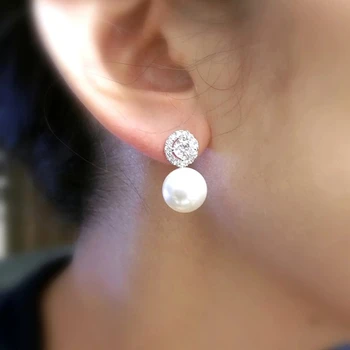 Бежови симулирани перлени бутони обеци за жени изящни женски ухото пиърсинг от прости бижута Дамски обеци