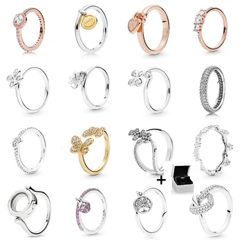 2023 ново 100% 925 стерлинги сребро розово злато дама блестящи сълзи Европейска оригинална марка годежен пръстен модни бижута подарък