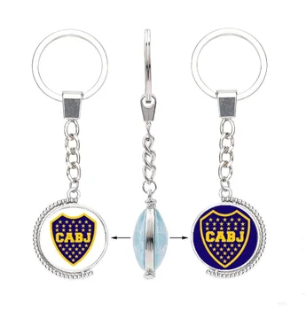 Гореща продажба Стъклена раница Cabochon Club Atletico Boca Juniors Daypack Football Team Charm Keychain & Keyring For Fans Бижута Подарък