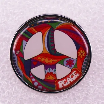 Знак за мир Ревера ПИН Реколта цвете мощност Hippi брошка пацифист абстрактно изкуство значка бижута аксесоар